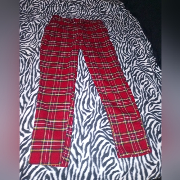 Hot Topic red plaid pants, size M, straight leg - Picture 2 of 4